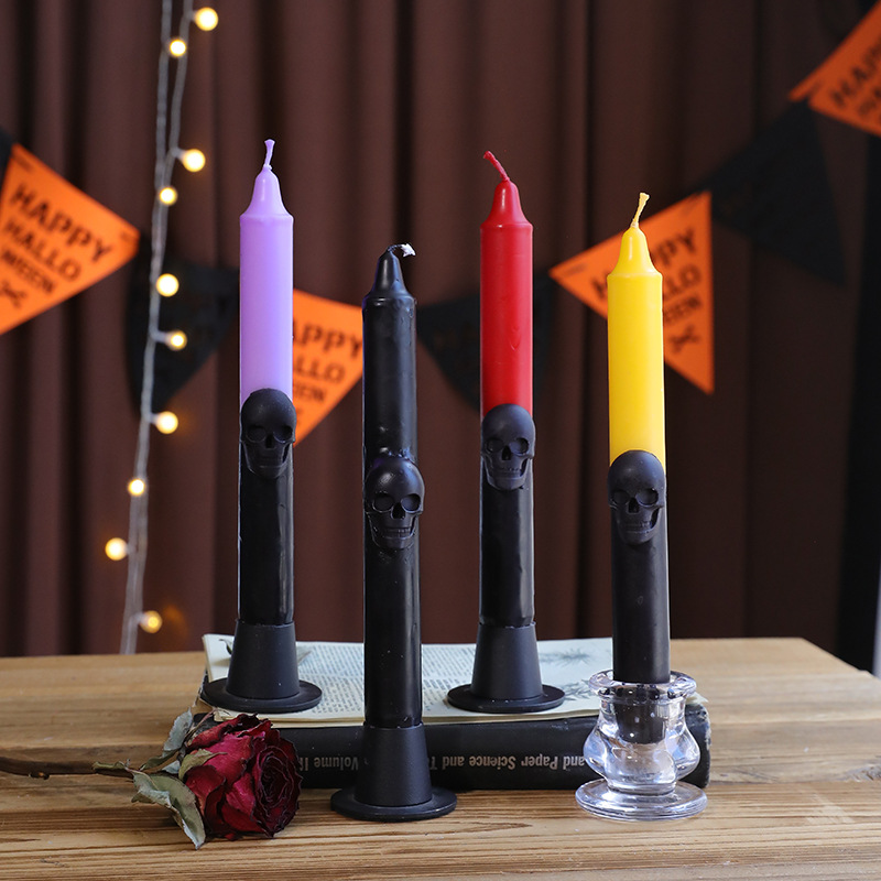 Beeswax Taper Candle - Готические конические свечи с черепом, осенние