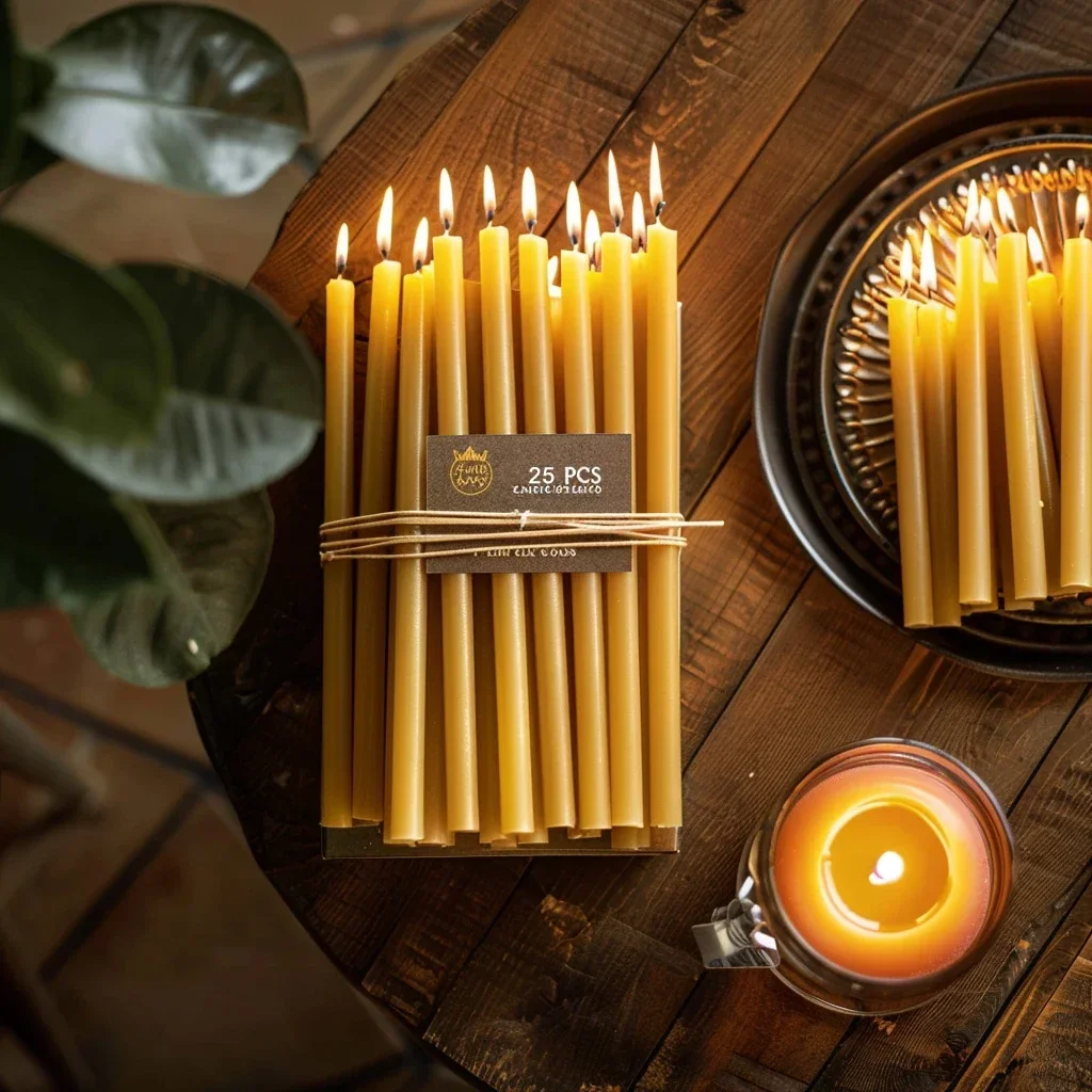 25 шт./1 упаковка, свечи для Х – обзор и цена Beeswax Taper Candle